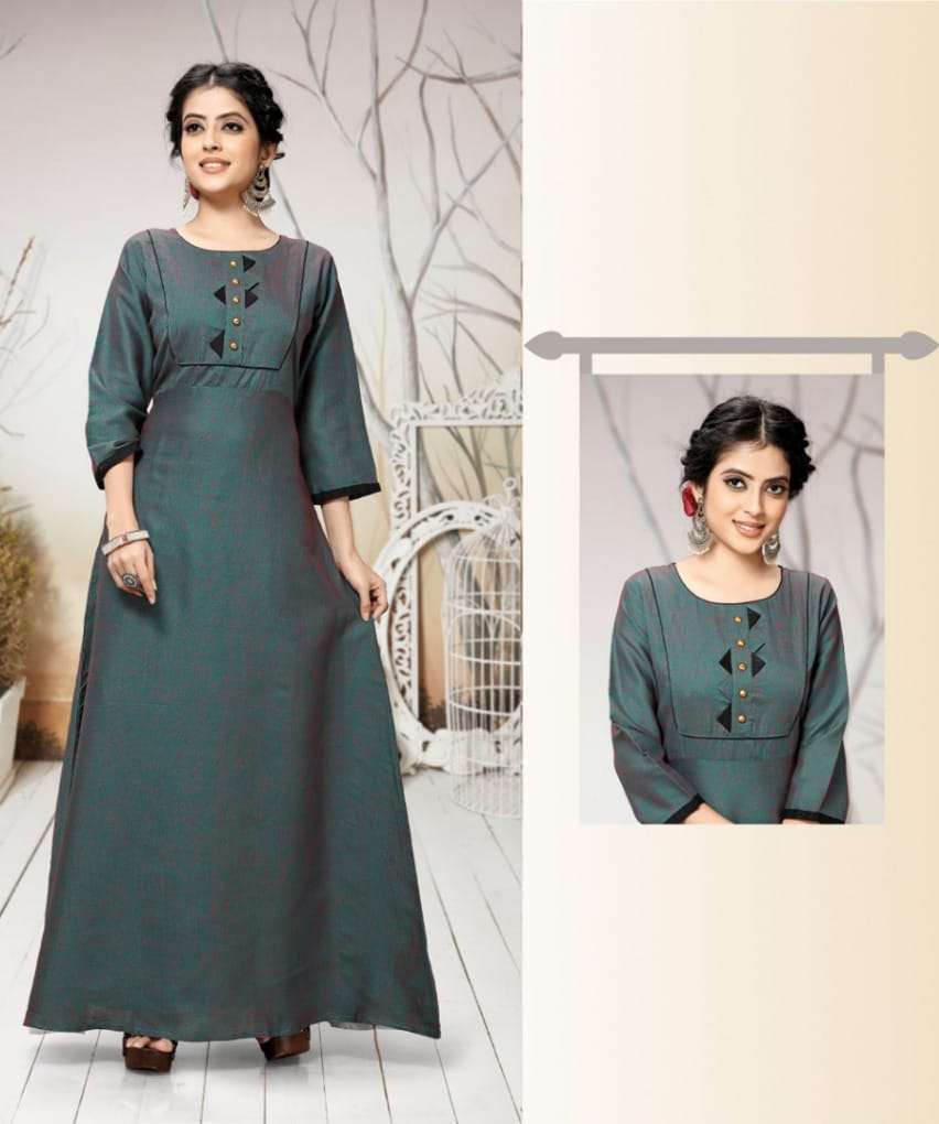 VASTRA MODA PRESENTS VM 239 RAYON TWO TONE GOWN M TO XL